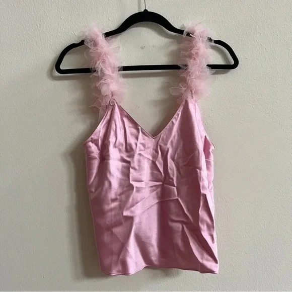 NWT For Love & Lemons pink pajama set with ruffles size Medium - Picture 6 of 7